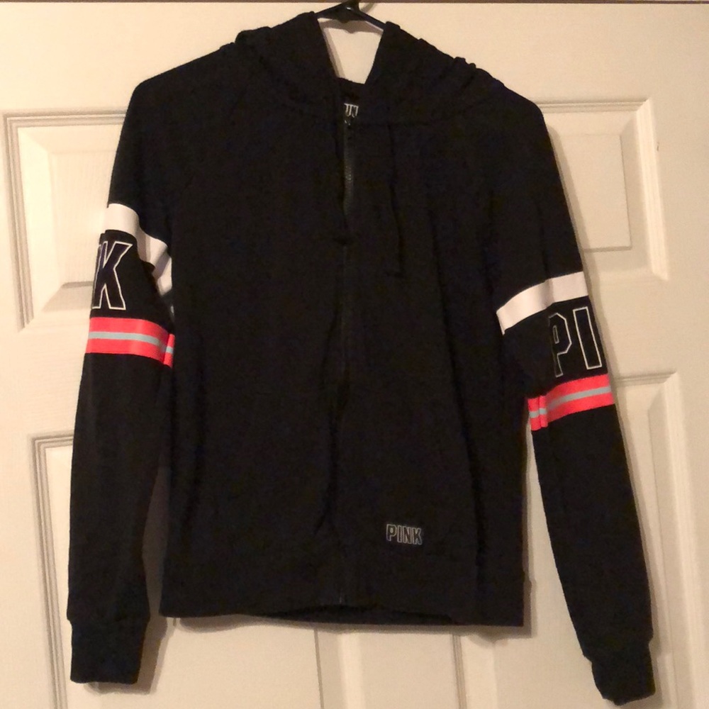 PINK size small black zip-up hoodie